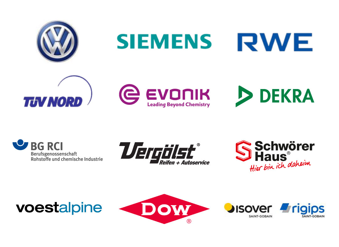 Referencias, logotipos de clientes de GSA Messgerätebau